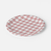 Roze Gingham Karo Patroon Papieren Bordje (Gekanteld)