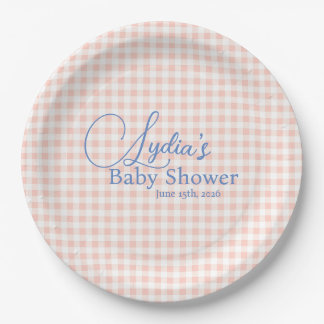 Roze Gingham Karo Peel en Stick Behang Papieren Bordje