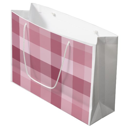 Roze Gingham Karo Streepjes Design Groot Cadeauzakje (Voorkant Gekanteld)