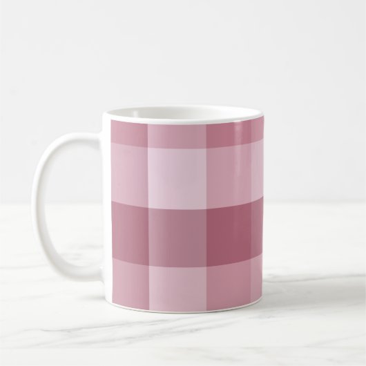 Roze Gingham Karo Streepjes Design Koffiemok (Links)