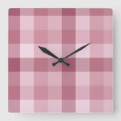 Roze Gingham Karo Streepjes Design Vierkante Klok (Voorkant)