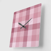 Roze Gingham Karo Streepjes Design Vierkante Klok (Hoek)