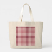 Roze Gingham Karo Streepjes Ontwerp Grote Tote Bag (Achterkant)