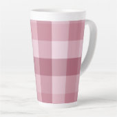 Roze Gingham Karo Streepjes Ontwerp Latte Mok (Rechterhoek)