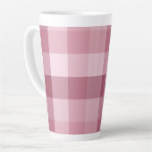 Roze Gingham Karo Streepjes Ontwerp Latte Mok (Linkerhoek)
