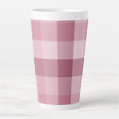 Roze Gingham Karo Streepjes Ontwerp Latte Mok (Voorkant)