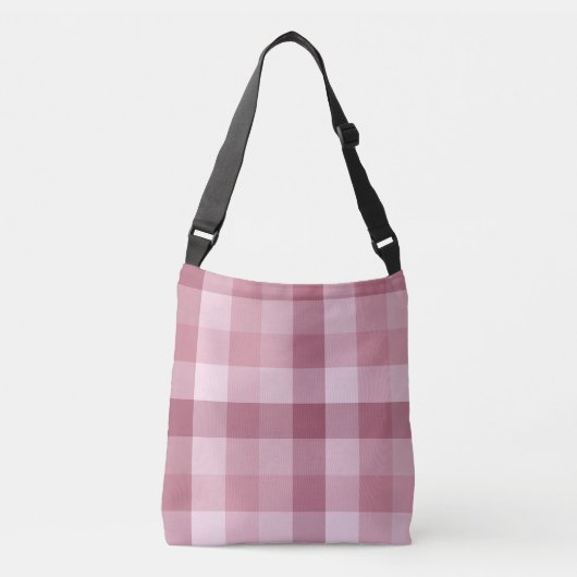 Roze Gingham Karo Tartan Design Crossbody Tas (Voorkant)