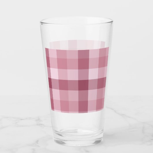 Roze Gingham Karo Tartan Design Glas (Voorkant)