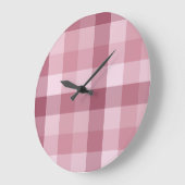 Roze Gingham Karo Tartan Design Grote Klok (Hoek)