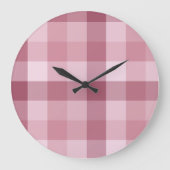 Roze Gingham Karo Tartan Design Grote Klok (Voorkant)