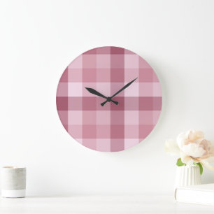 Roze Gingham Karo Tartan Design Grote Klok
