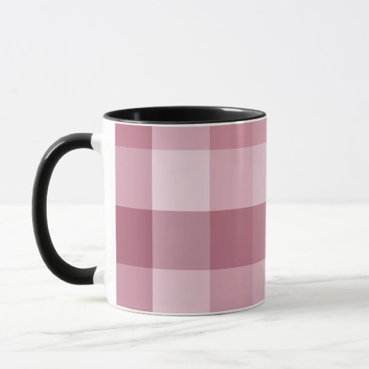 Roze Gingham Karo Tartan Design Mok (Links)