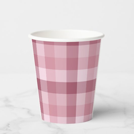 Roze Gingham Karo Tartan Design Papieren Bekers (Voorkant)