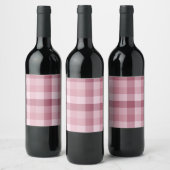 Roze Gingham Karo Tartan Design Wijn Etiket (Flessen)