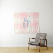 Roze Gingham Karoontjes Peele en Sticker Behang Wandkleed (In Situ (horizontaal))