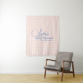 Roze Gingham Karoontjes Peele en Sticker Behang Wandkleed (In situ)