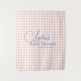 Roze Gingham Karoontjes Peele en Sticker Behang Wandkleed