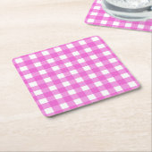 Roze gingham kartonnen onderzetters (Schuin)