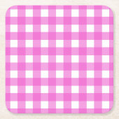 Roze gingham kartonnen onderzetters (Voorkant)