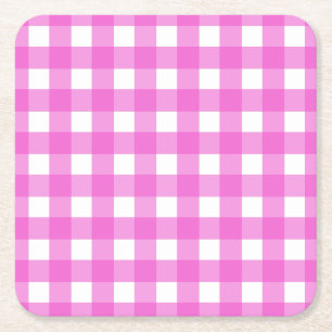 Roze gingham kartonnen onderzetters