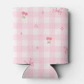 Roze Gingham Kersenboog Script Naam Design Blikjeskoeler (Achterkant)