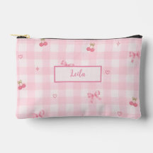 Roze Gingham Kersenboog Script Naam Design