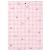 Roze Gingham Kersenboog Script Naam Design Klembord (Achterkant)
