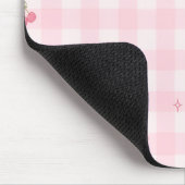 Roze Gingham Kersenboog Script Naam Design Muismat (Hoek)