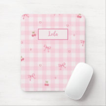 Roze Gingham Kersenboog Script Naam Design