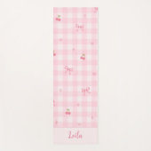 Roze Gingham Kersenboog Script Naam Design Yogamat (Voorkant)
