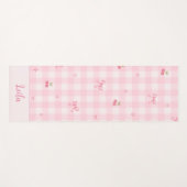 Roze Gingham Kersenboog Script Naam Design Yogamat (Voorkant (horizontaal))