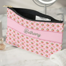 Roze Gingham Kersenpatroon