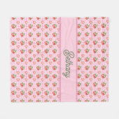 Roze Gingham Kersenpatroon Fleece Deken (Voorkant (Horizontaal))
