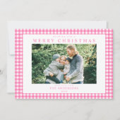 Roze Gingham Kerst Foto Feestdagenkaart (Voorkant)