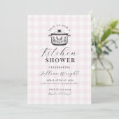 Roze Gingham Keuken Bruidsborrel uit Grootmoeders  Kaart (Staand voorkant)