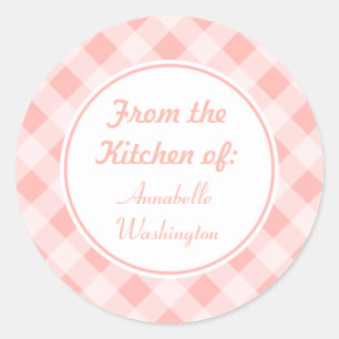Roze Gingham Keuken Stickers