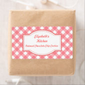 Roze Gingham Keukenlabels Etiket (Insitu)