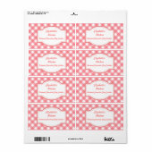 Roze Gingham Keukenlabels Etiket (Full Sheet)