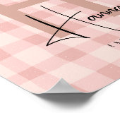 Roze Gingham Kinderkamer Naam Initiaal Poster (Hoek)