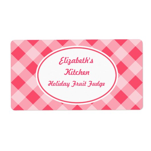 Roze Gingham Kitchen Labels (Voorkant)