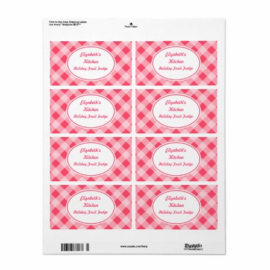 Roze Gingham Kitchen Labels (Full Sheet)