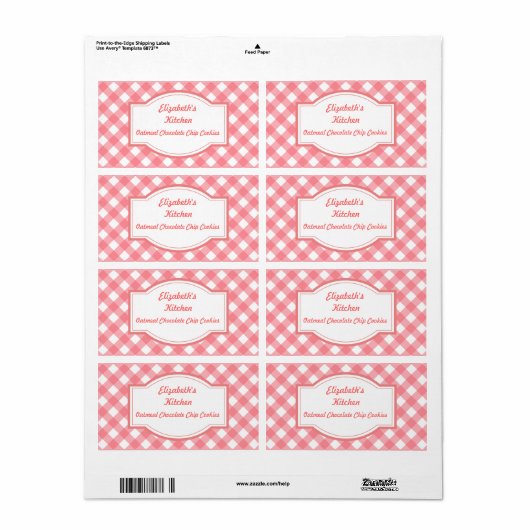 Roze Gingham Kitchen Labels (Full Sheet)