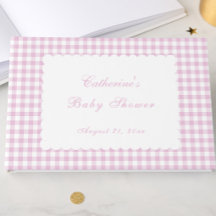 Roze Gingham Klassiek Baby Shower Gastboek