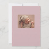 Roze gingham klassiek eenvoudig schattig twee foto aankondiging (Achterkant)