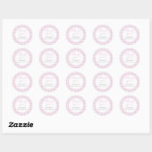 Roze Gingham Klassieke Baby Shower Sticker (Vel)