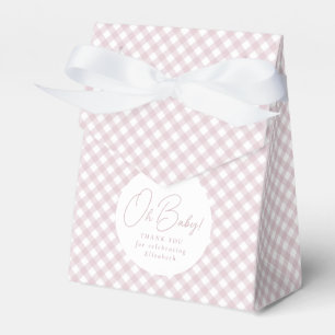 Roze gingham klassieke schattige eenvoudige baby j bedankdoosjes