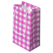 Roze gingham klein cadeauzakje (Achterkant Gekanteld)