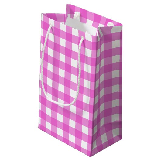 Roze gingham klein cadeauzakje (Achterkant Gekanteld)