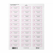 Roze Gingham Kleine Vlinder Retouradres Etiket (Full Sheet)