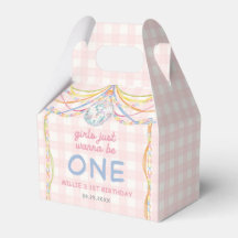 Roze Gingham Kleurrijk Meisje Verjaardagsfeest